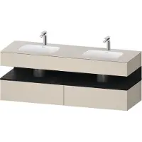Duravit Collection One lavabo à encastrer avec meuble sous-vasque en console, 1600x550x600mm, niche en chêne noir, lavabos doubles, QA4797016830010