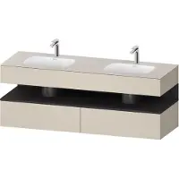 Duravit Collection One lavabo à encastrer avec meuble sous-vasque en console, 1600x550x600mm, niche graphite super mate, lavabos doubles, QA4797080830010