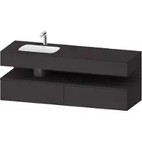 Duravit Collection One lavabo à encastrer avec meuble sous-vasque en console, 1600x550x600mm, niche graphite super mate, vasque à gauche, QA4795080800010