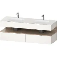 Duravit Collection One lavabo à encastrer avec meuble sous-vasque en console, 1600x550x600mm, niche en chêne mamelonné, lavabos doubles, QA4797055840000