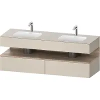 Duravit Collection One lavabo à encastrer avec meuble sous-vasque en console, 1600x550x600mm, niche en chêne mamelonné, lavabos doubles, QA4797055830000