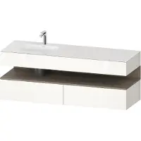Duravit Collection One lavabo à encastrer avec meuble sous-vasque en console, 1600x550x600mm, niche en chêne terra, vasque à gauche, QA4795035220010