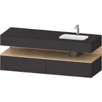 Duravit Collection One lavabo à encastrer avec meuble sous-vasque en console, 1600x550x600mm, niche en chêne naturel, vasque à droite, QA4796030800000