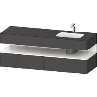 Duravit Collection One lavabo à encastrer avec meuble sous-vasque en console, 1600x550x600mm, niche blanc ultra-brillant, vasque à droite, QA4796022490010