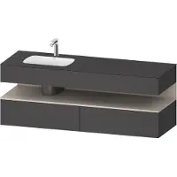 Duravit Collection One lavabo à encastrer avec meuble sous-vasque en console, 1600x550x600mm, niche taupe mat, vasque à gauche, QA4795091490010