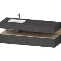 Duravit Collection One lavabo à encastrer avec meuble sous-vasque en console, 1600x550x600mm, niche en chêne mamelonné, vasque à gauche, QA4795055490000