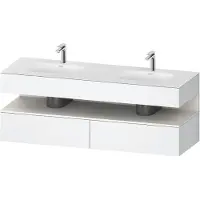 Duravit Collection One lavabo à encastrer avec meuble sous-vasque en console, 1600x550x600mm, niche blanc supermat, double lavabos double, QA4797084180000