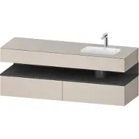 Duravit Collection One lavabo à encastrer avec meuble sous-vasque en console, 1600x550x600mm, niche graphite mat, vasque à droite, QA4796049910000