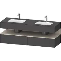 Duravit Collection One lavabo à encastrer avec meuble sous-vasque en console, 1600x550x600mm, niche Taupe Supermatt, lavabos doubles, QA4797083490010