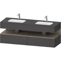Duravit Collection One lavabo à encastrer avec support de lavabo en console, 1600x550x600mm, niche en chêne terra, lavabos doubles, QA4797035490010