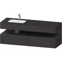 Duravit Collection One lavabo à encastrer avec meuble sous-vasque en console, 1600x550x600mm, niche graphite mat, vasque à gauche, QA4795049800000