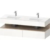 Duravit Collection One lavabo à encastrer avec meuble sous-vasque en console, 1600x550x600mm, niche en chêne mamelonné, lavabos doubles, QA4797055220000