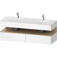Duravit Collection One lavabo à encastrer avec meuble sous-vasque en console, 1600x550x600mm, niche en chêne naturel, double lavabos double, QA4797030180010