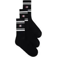 Champion Unisexe, Chaussettes, Crew-Socken, 3 Paar, Noir, (Lot de 3, 39 - 42)