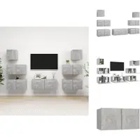 vidaXL Ensemble d'armoires TV 7 pièces gris béton Matériau dérivé du bois - Meubles TV