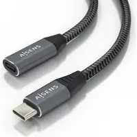 Aisens Câble d'extension USB 3.2 A107-0636/ USB Type-C mâle - USB Type-C femelle/ Jusqu'à 100W/ 20Gbps/ 2m/ Gris