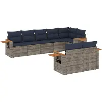 vidaXL Ensemble de jardin canapé 8 pièces avec coussins Gris Poly rotin