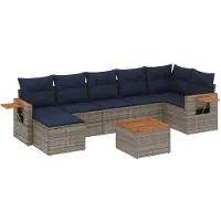 vidaXL Ensemble de jardin canapé 8 pièces avec coussins Gris Poly rotin