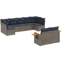 vidaXL Ensemble de salon de jardin 9 pièces avec coussins Gris Poly rotin