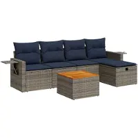 vidaXL Ensemble de salon de jardin 6 pièces avec coussins Gris Poly rotin