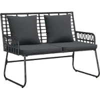 vidaXL Banc de jardin noir et anthracite en polyrotin
