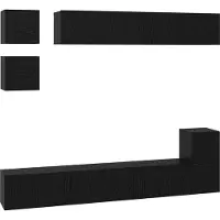 vidaXL Ensemble de meubles TV 8 pcs Noir imitation chêne Matériau dérivé du bois
