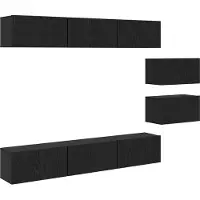 vidaXL Ensemble de meubles TV, 8 pièces, noir, imitation chêne, panneaux de particules