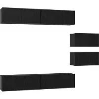 vidaXL : Ensemble de 6 meubles TV, finition bois imitation chêne, coloris noir, en panneaux de particules