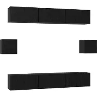 vidaXL Ensemble de meubles TV 8 pcs Noir imitation chêne Matériau dérivé du bois