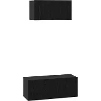 vidaXL : Ensemble de 2 meubles TV, couleur noire, imitation chêne, en panneaux de particules