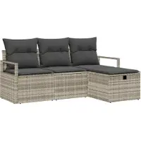 vidaXL Ensemble de salon de jardin, 4 pièces, gris clair, en résine tressée
