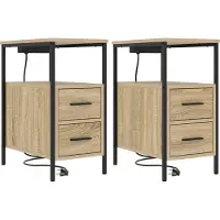 vidaXL Table de chevet avec tiroir 2 pcs Chêne sonoma 30 x 48 x 61 cm