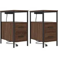 vidaXL Table de chevet avec tiroir 2 pcs Chêne marron 30 x 48 x 61 cm