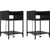 vidaXL Table de chevet avec étagère 2 pcs Chêne noir 40 x 40 x 61 cm