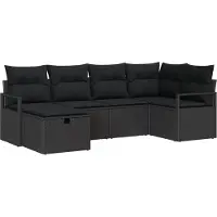 vidaXL Ensemble canapé avec coussins avec mémoire noir poly rotin