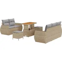 vidaXL Ensemble de canapé de jardin 8 pcs Beige Poly-Rattan