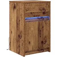 vidaXL Armoire de chevet LED avec tiroir Bois ancien 38 x 34 x 61 cm