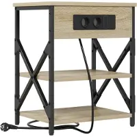 vidaXL Table de nuit avec station de chargement Chêne sonoma