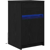 vidaXL Armoire de chevet LED avec tiroir Chêne noir 38 x 34 x 61 cm