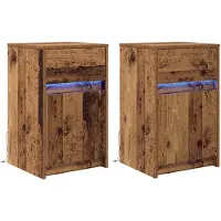 vidaXL Armoire de chevet LED 2 pcs Bois ancien 38 x 34 x 61 cm