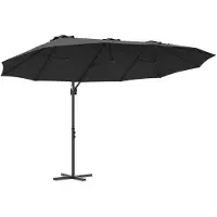 vidaXL Parasol noir 372 x 198 x 243 cm Polyester et aluminium