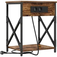 vidaXL Table de nuit avec station de chargement Chêne fumé