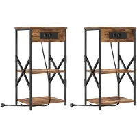 vidaXL Cabinet de chevet avec étagère 2 pcs Chêne fumé 41 x 31 x 76 cm