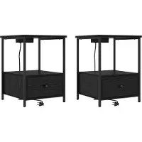 vidaXL Table de nuit avec station de chargement avec tiroir Chêne noir