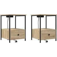 vidaXL Table de nuit avec station de chargement Chêne sonoma