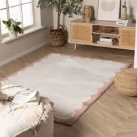 FRAAI Tapis lavable – Myrre Rose/Blanc | 120x170cm | Rose | Rectangulaire | Tapis