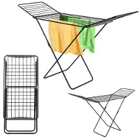 Kadax Séchoir à linge "Badia", grand séchoir avec deux ailes pliables, 175 cm, noir