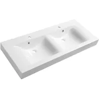 Hak Sapho Lave-mains - Double lavabo 1200x500 mm, avec 2 trop-pleins, avec trous pour robinetterie, blanc 68121