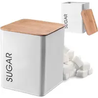 Kadax boîte à provisions avec couvercle "Tosse", boîte de rangement, récipient, carré, SUGAR, blanc