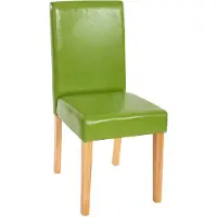 Mendler Lot de 6 chaises de séjour Littau simili-cuir, vert, pieds clairs